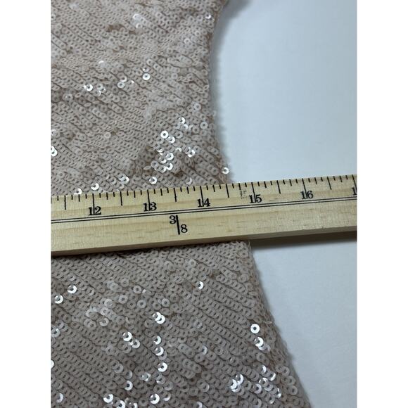 Alice + Olivia Sequin Shift Dress Cream Blush Nude Champagne XS Mini Sleeveless - Picture 9 of 11